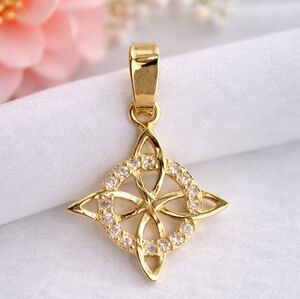 Witch Knot Pendant Charm CZ 10K Mexican Gold -